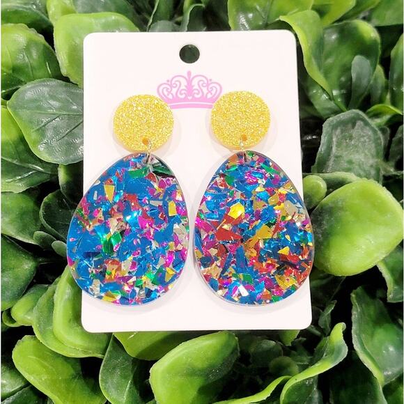 Confetti Easter Egg Dangles Earrings - Picture 1 of 2